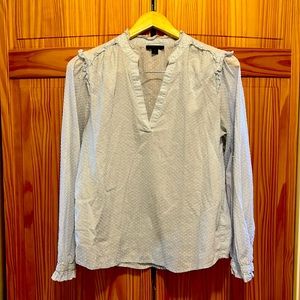 Jcrew ruffle trim v-neck popover in clip dot